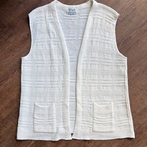 Vintage Milrank Cream Textured Knit Sweater Vest Cottagecore Academia